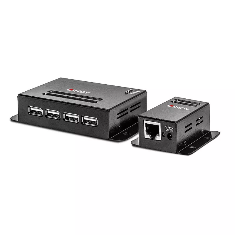 Lindy 50m 4 prievadų USB 2.0 Cat.6 prailgintuvas, tinklo siųstuvas ir imtuvas, 50 m, 480 Mbit/s, Cat5, Cat5e, Cat6, NS1021, fosforinis bronzas