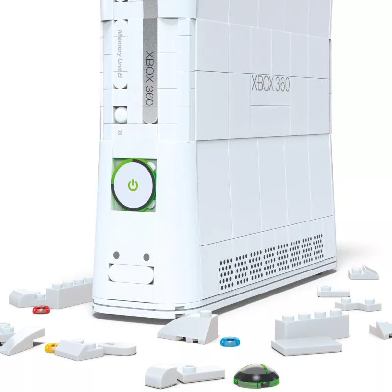 MEGA Microsoft Xbox 360 replikos konstravimo rinkinys su šviesomis (1342 detalės) kolekcininkams