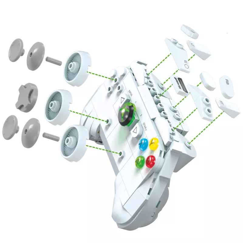 MEGA Microsoft Xbox 360 replikos konstravimo rinkinys su šviesomis (1342 detalės) kolekcininkams