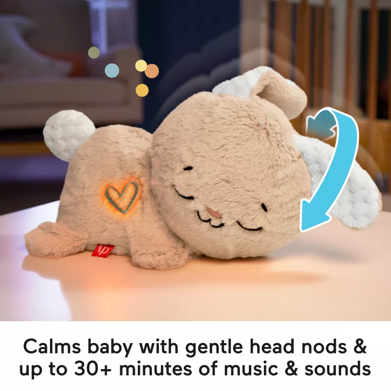Fisher-Price Soothe & Settle Bunny – Pliusinis zuikis su garsų mašina ir judesiu