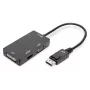 DIGITUS ASSMANN DisplayPort keitiklio laidas, DP – HDMI+DVI+VGA M-F/F/F, 20 cm, 3 viename multimedijos laidas, CE, juodas