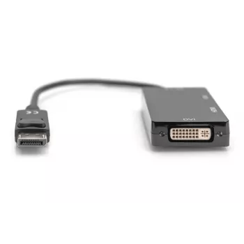 DIGITUS ASSMANN DisplayPort keitiklio laidas, DP – HDMI+DVI+VGA M-F/F/F, 20 cm, 3 viename multimedijos laidas, CE, juodas