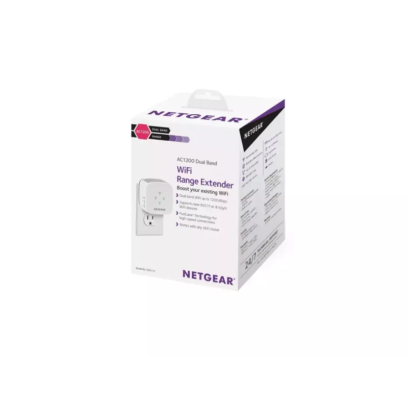 NETGEAR EX6110 AC1200 dviejų juostų WiFi signalo stiprintuvas baltas