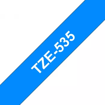 Lipnių juosta Brother TZe535 12mm balta ant mėlynos