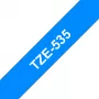 Lipnių juosta Brother TZe535 12mm balta ant mėlynos