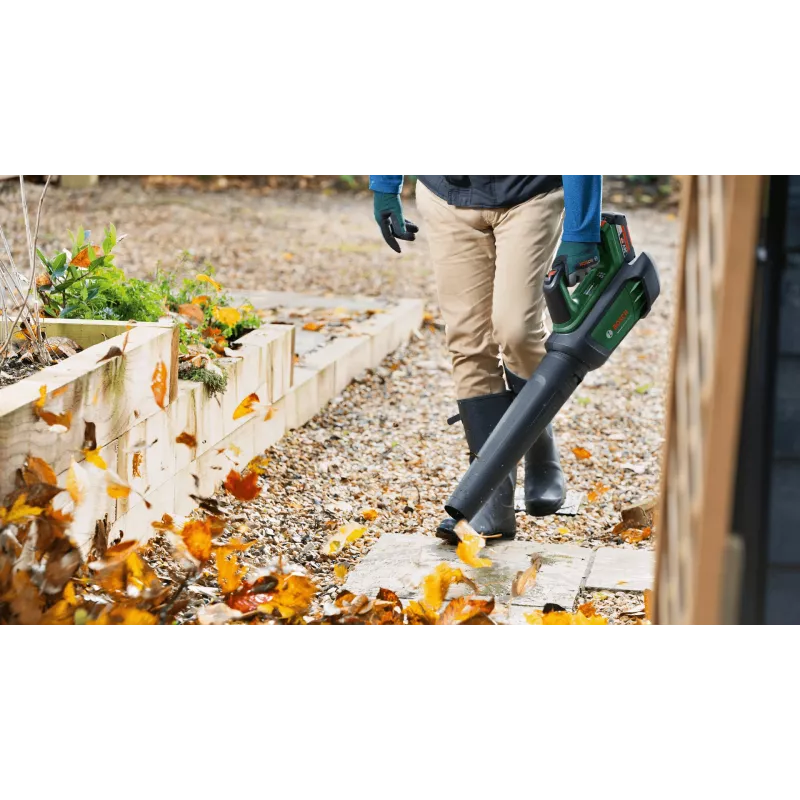 Bosch AdvancedLeafBlower 36V-750 belaidis lapų pūstuvas, 36 V, 1x 2,0 Ah, komplektuojamas su įkrovikliu, 750 m³/h, 100–200 km/h, bešepetėlio tipo, 3,5 kg, žalias ir juodas