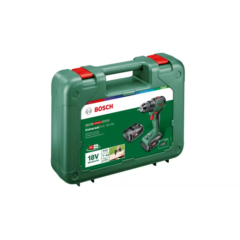 Bosch Universal Drill 18V-60 1900 RPM Bepakelis 1.3 kg Juoda, Žalia