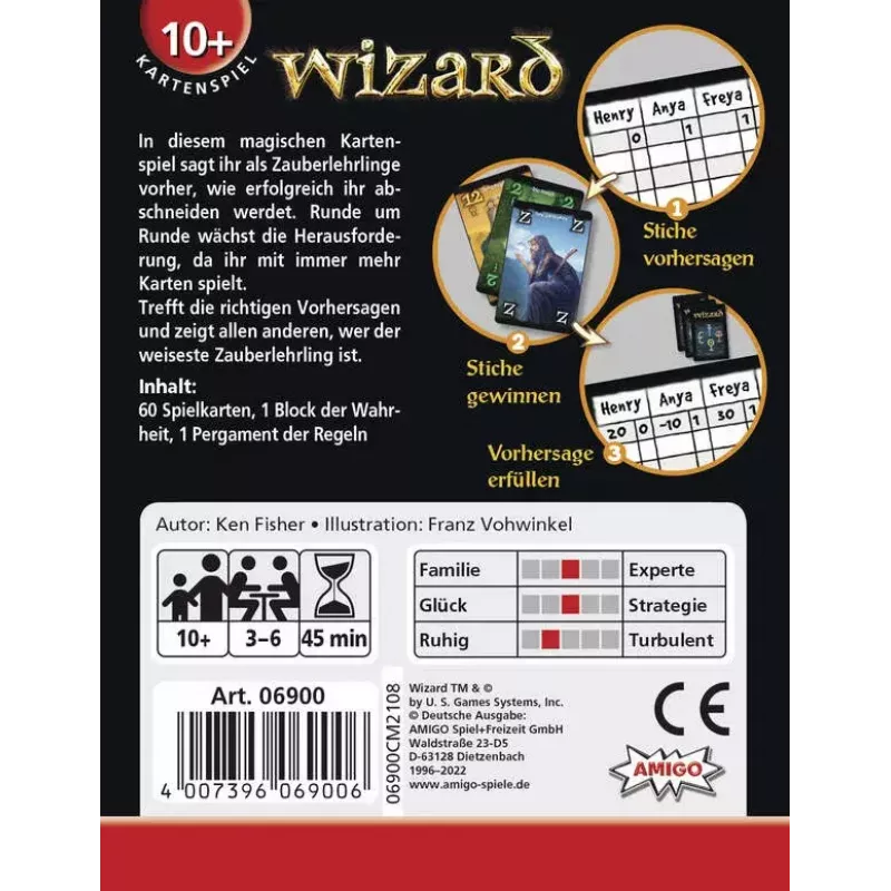 Kortų žaidimas AMIGO Wizard (06900) – Strateginis šeimos žaidimas, 10+ metų, 45 min