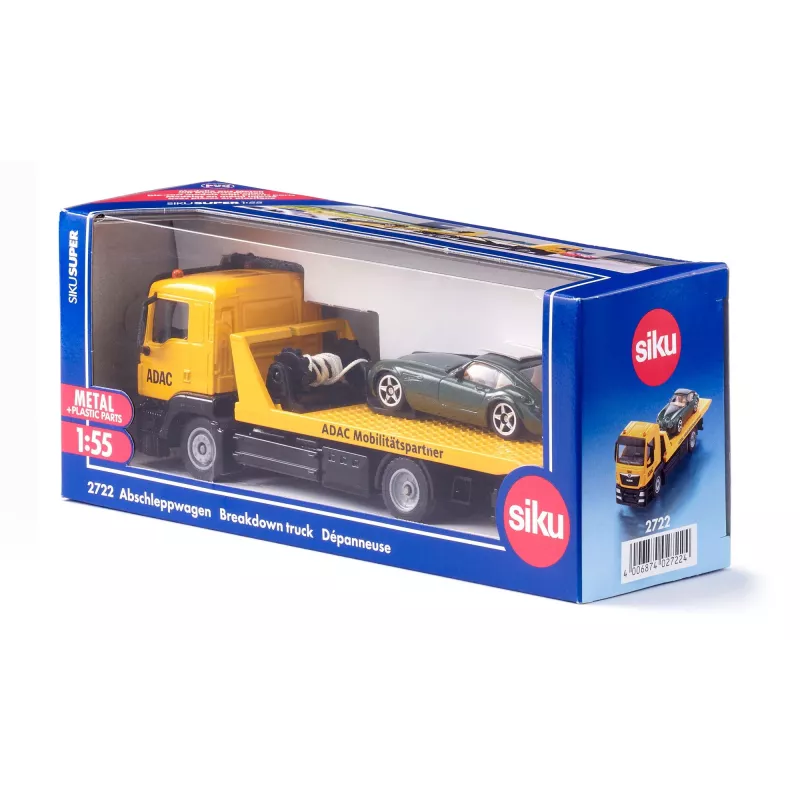 Automobilio modelis Siku MAN gedimų vilkikas ADAC, surinktas, 1:55 skalė, 58×170×57 mm