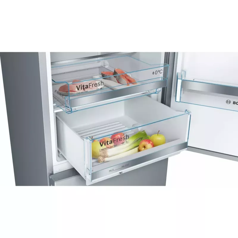 Šaldytuvas-šaldiklis Bosch Serie 6 KGE398IBP – 343 L bendras, nerūdijantis plienas, dešinės pusės vyriai