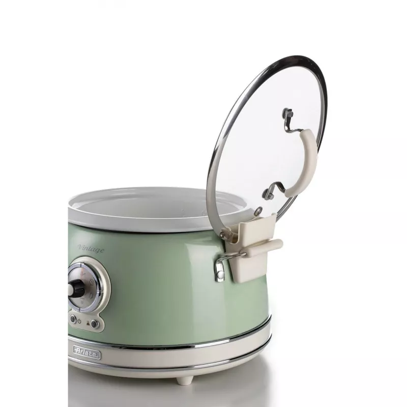 Ryžių virimo aparatas Ariete 2904 – elektrinis ryžių virimo aparatas su keramikiniu dubeniu – naminė suši – multivirklys – Vintage Line – 3,5 L – 650 W – žalias