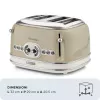 Ariete 156 4-jų riekių vintage skrudintuvas, 1600 W, 6 skrudinimo lygiai, nerūdijantis plienas, pastelinė smėlio spalva