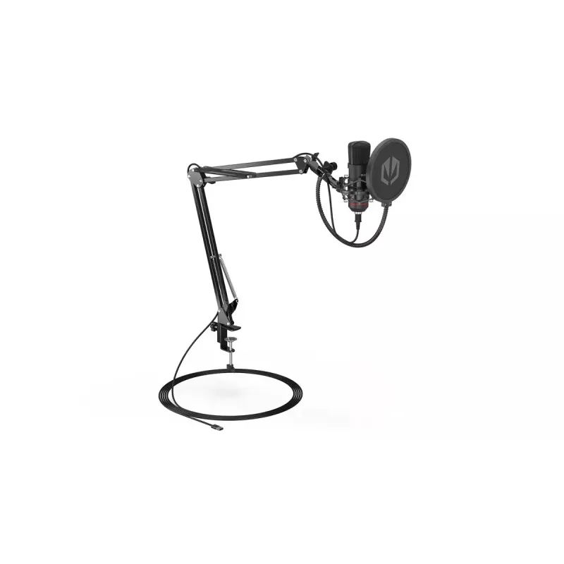 ENDORFY Solum – USB-C laidinis kardioidinis mikrofonas, 16 bitų / 48 kHz, 18–21000 Hz, stalinis laikiklis, 2,9 m kabelis, ausinių išvestis, popfiltras