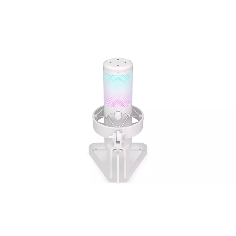 ENDORFY AXIS Streaming White – USB mikrofonas, kardioidinis, 30–18 kHz, 192 kHz/24 bit, stalinis stovas, nutildymas, ausinių išvestis