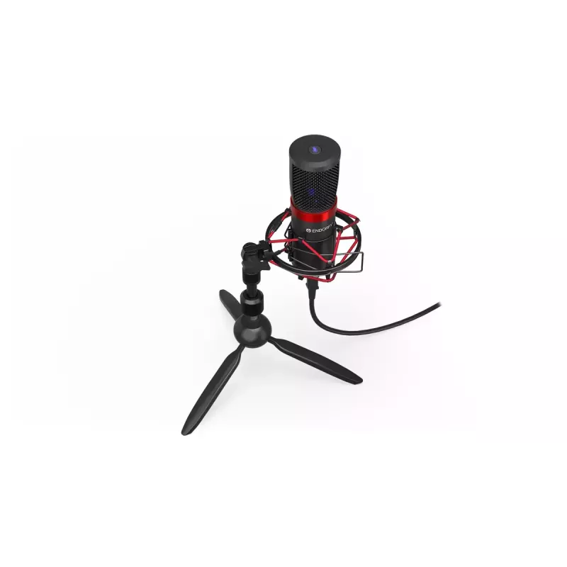 ENDORFY Solum Streaming T – USB laidas, 24 bitų / 48 kHz, 18–21000 Hz, stalinis laikiklis, ausinių išvestis, juoda