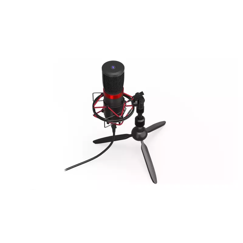 ENDORFY Solum Streaming T – USB laidas, 24 bitų / 48 kHz, 18–21000 Hz, stalinis laikiklis, ausinių išvestis, juoda