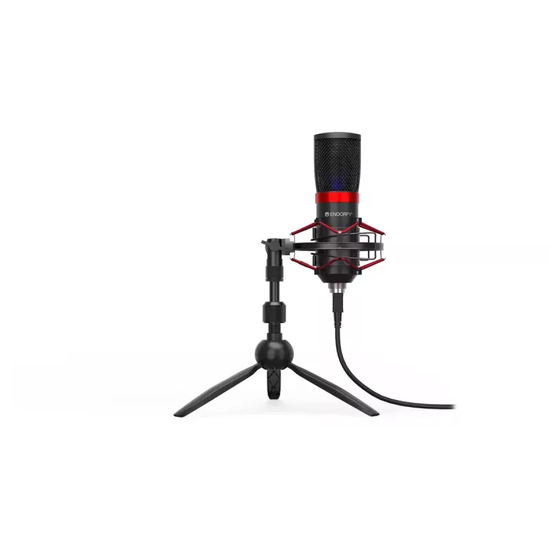 ENDORFY Solum Streaming T – USB laidas, 24 bitų / 48 kHz, 18–21000 Hz, stalinis laikiklis, ausinių išvestis, juoda
