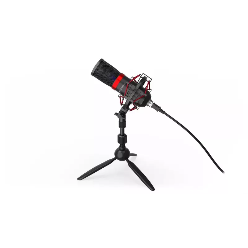 ENDORFY Solum Streaming T – USB laidas, 24 bitų / 48 kHz, 18–21000 Hz, stalinis laikiklis, ausinių išvestis, juoda