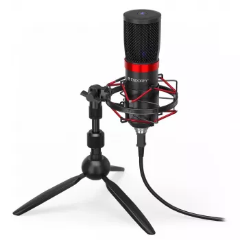 ENDORFY Solum Streaming T – USB laidas, 24 bitų / 48 kHz, 18–21000 Hz, stalinis laikiklis, ausinių išvestis, juoda