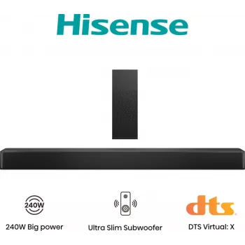 Hisense HS2100 Soundbar, 2.1 kanalai, 240 W, DTS Virtual:X, Dolby Digital Plus
