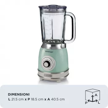 Ariete 583, Retro maišytuvas su 1,5 litro stikliniu dubeniu, 4 nerūdijančio plieno peiliais, 4 greičiais + impulsas, 1000 W, žalias