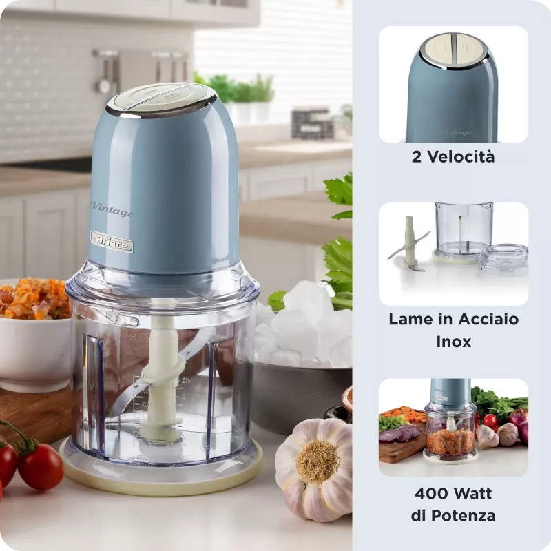 Ariete 438 Vintage maisto smulkintuvas 0438BL, 0,6 l, 400 W, mėlyna