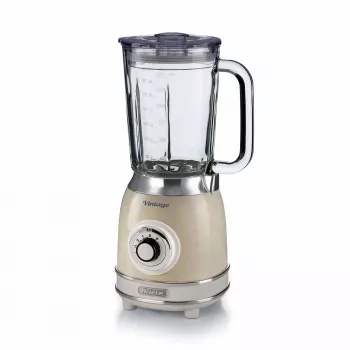 Ariete 583, Vintage blenderis su 1,5 l stikline taure, 4 nerūdijančio plieno peiliais, 4 greičiai + impulsas, 1000 W, smėlio spalvos