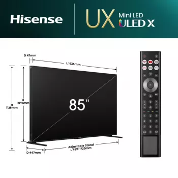 Hisense 85UXNQ 2,16 m (85 colių) 4K Ultra HD išmanusis televizorius su Wi-Fi, juoda/pilka, 700 cd/m²