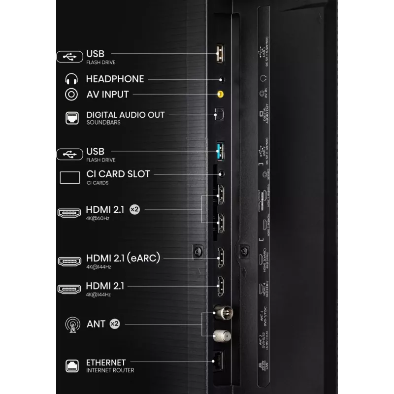 Hisense 85UXNQ 2,16 m (85 colių) 4K Ultra HD išmanusis televizorius su Wi-Fi, juoda/pilka, 700 cd/m²
