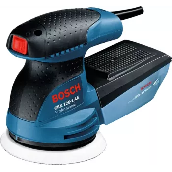 Bosch GEX 125-1 AE Professional ekscentrinis šlifavimo įrankis, 250 W, 125 mm, 12000 aps./min., 2,5 mm svyravimo amplitudė, su lagaminu, mėlynas/juodas