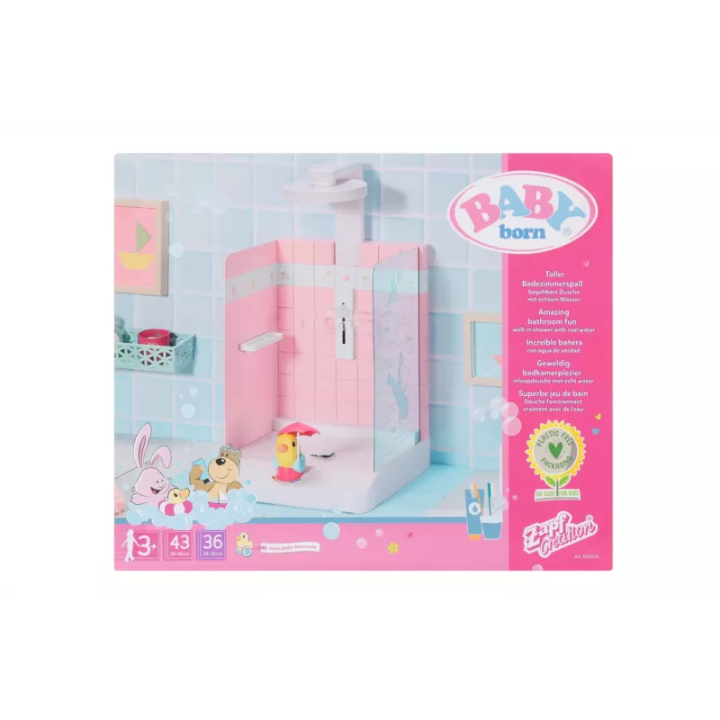 Lėlės vonios kambarys BABY born Bath Walk in Shower, rekomenduojamas amžius nuo 3 metų