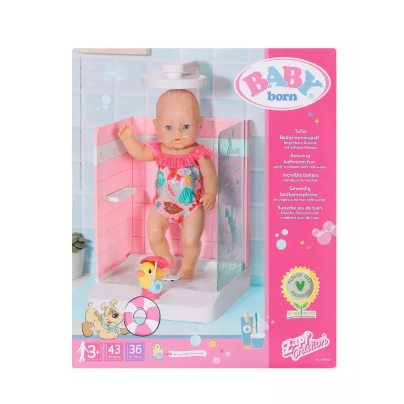 Lėlės vonios kambarys BABY born Bath Walk in Shower, rekomenduojamas amžius nuo 3 metų