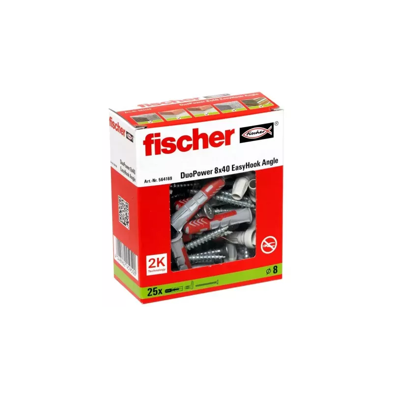 Kablio adapterio ir kaiščių rinkinys Fischer 564169 25 vnt. Plastikas 8 mm