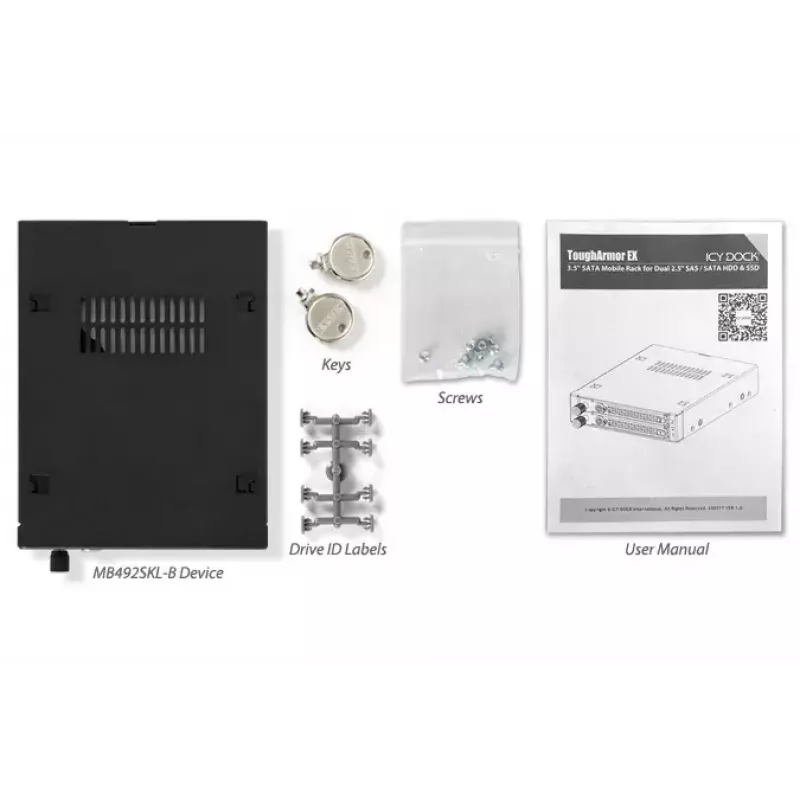 Dviejų diskų dėklas Icy Dock MB492SKL-B 2.5 inch SATA/SAS 6Gbps