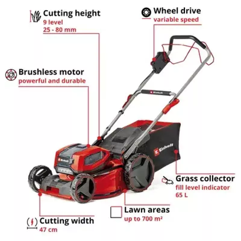 Stumiama vejapjovė Einhell GP-CM 36/47 S Li BL 47 cm 700 m²
