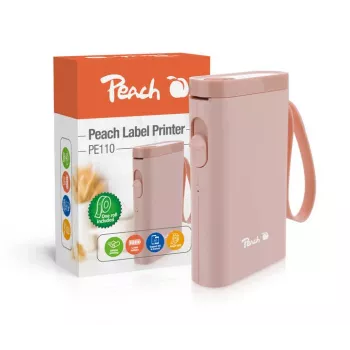 Etikečių spausdintuvas Peach PE110, tiesioginis terminis, 203 x 203 DPI, 60 mm/s, belaidis Bluetooth, rožinis