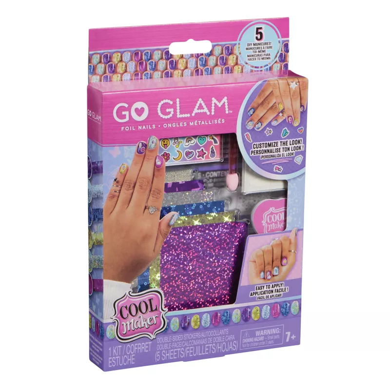 Cool Maker Mix & Mani folijinių nagų rinkinys su 6 lakštais ir lipdukais 5 „pasidaryk pats“ manikiūrams (pakuotė gali skirtis), meno ir rankdarbių žaislai vaikams nuo 7 metų