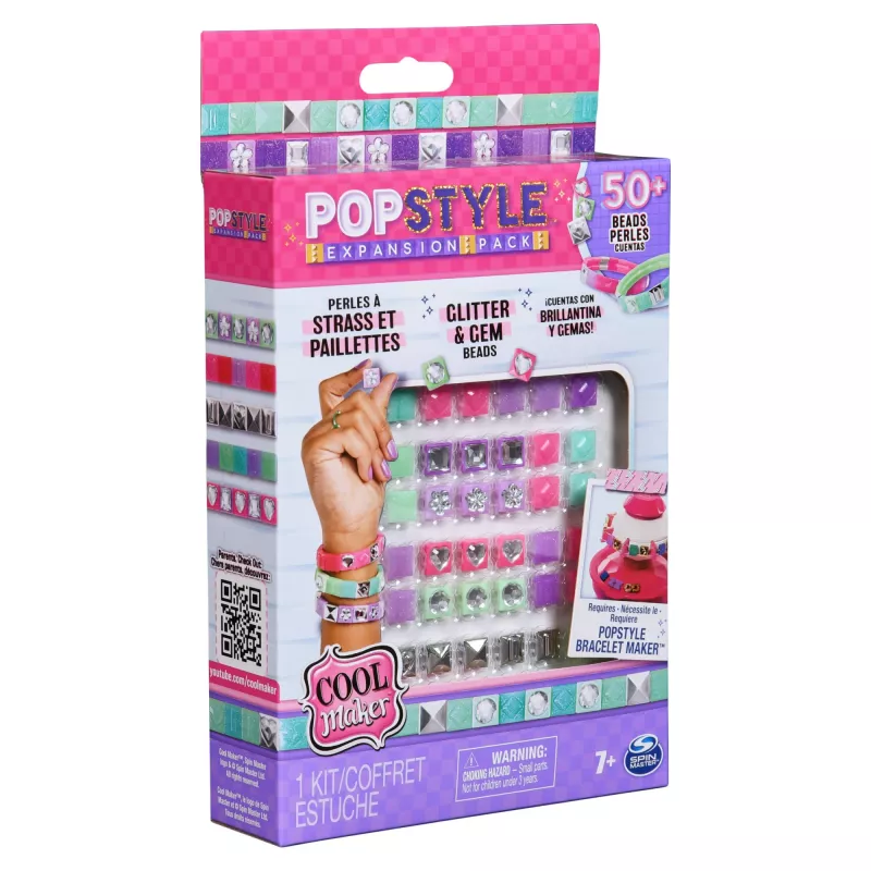 Cool Maker PopStyle papildymo rinkinys apyrankėms, daugiau nei 50 karoliukų, 3 apyrankės