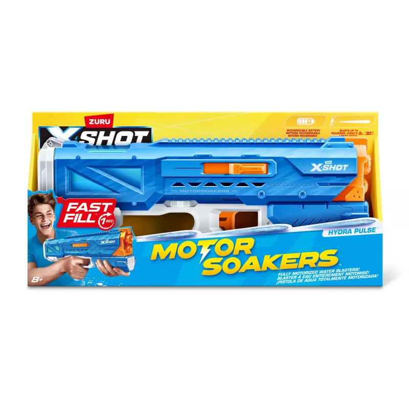 Vandens pistoletas Zuru XSHOT Hydra Pulse Motor Soaker su varikliu, įmontuota talpa, 9 m atstumu