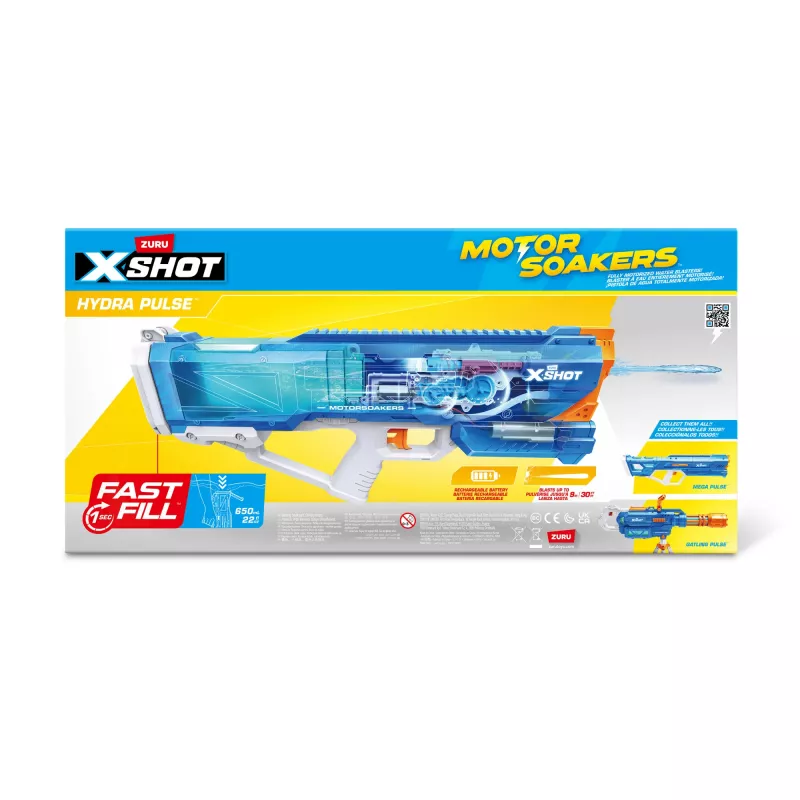 Vandens pistoletas Zuru XSHOT Hydra Pulse Motor Soaker su varikliu, įmontuota talpa, 9 m atstumu
