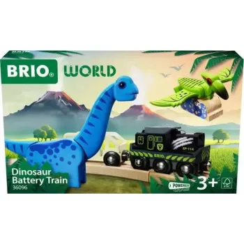 BRIO Dinozaurų baterijomis varomas traukinys, medinis, įvairiaspalvis, 3+