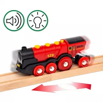 Ravensburger BRIO World Red Lola Farm Train Set – medinis traukinukų žaidimų rinkinys su ūkio tema