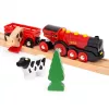 Ravensburger BRIO World Red Lola Farm Train Set – medinis traukinukų žaidimų rinkinys su ūkio tema