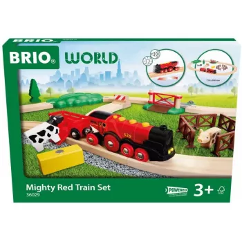 Ravensburger BRIO World Red Lola Farm Train Set – medinis traukinukų žaidimų rinkinys su ūkio tema