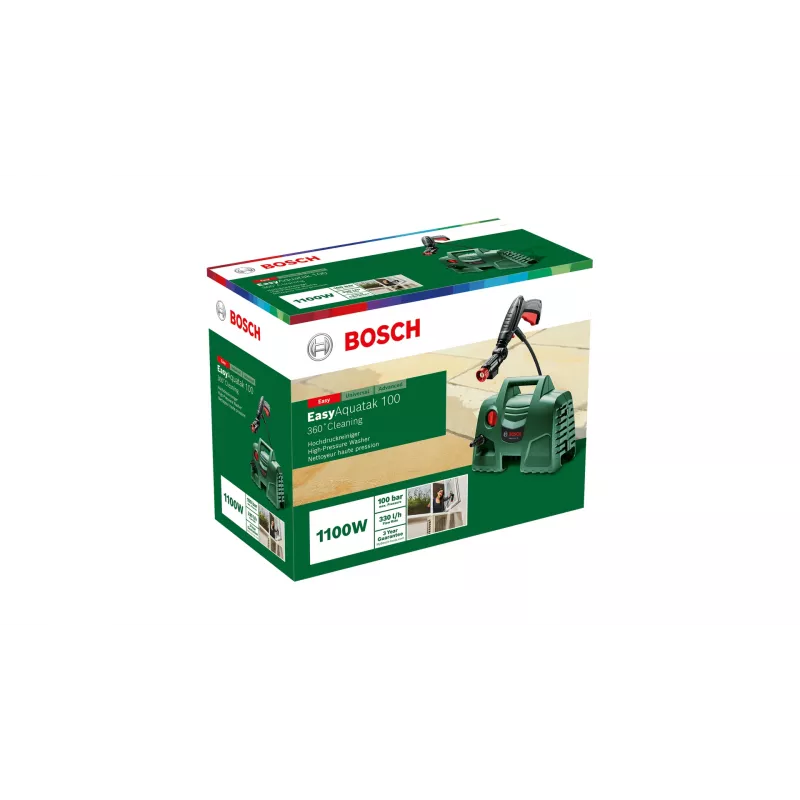 Bosch Easy Aquatak 100 aukšto slėgio plovimo įrenginys, kompaktiškas, elektrinis, 270 l/h, 1100 W, žalias