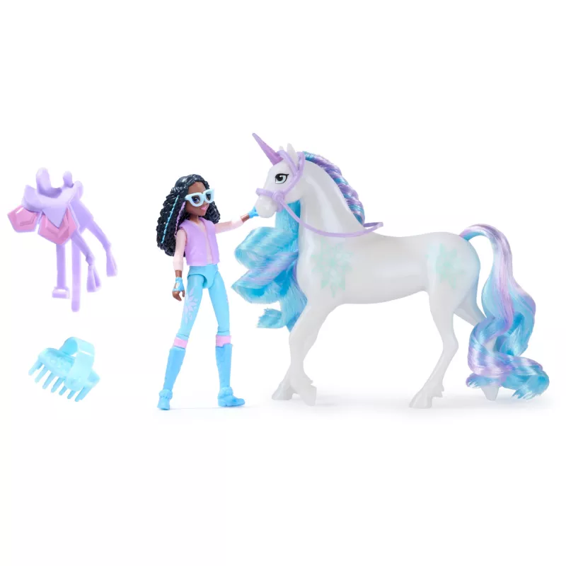 Unicorn Academy, Layla ir Glacier su 2 aksesuarais ir plaukų formavimo įrankiu, lėlės ir vienaragio žaislai mergaitėms nuo 4 metų
