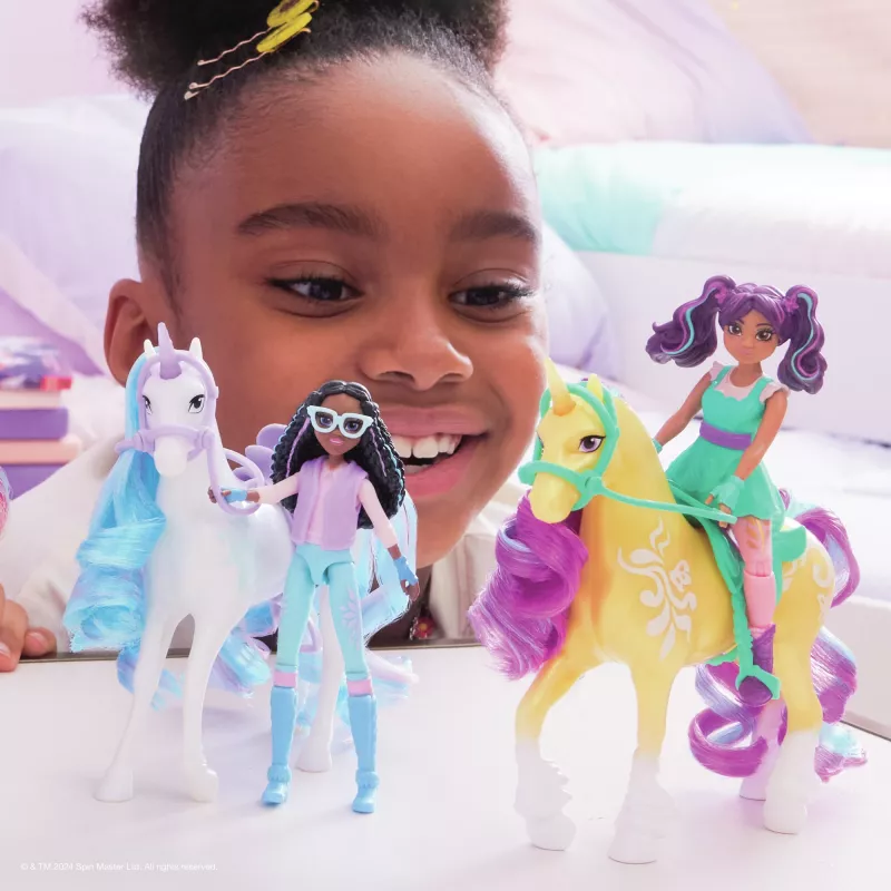 Unicorn Academy, Layla ir Glacier su 2 aksesuarais ir plaukų formavimo įrankiu, lėlės ir vienaragio žaislai mergaitėms nuo 4 metų