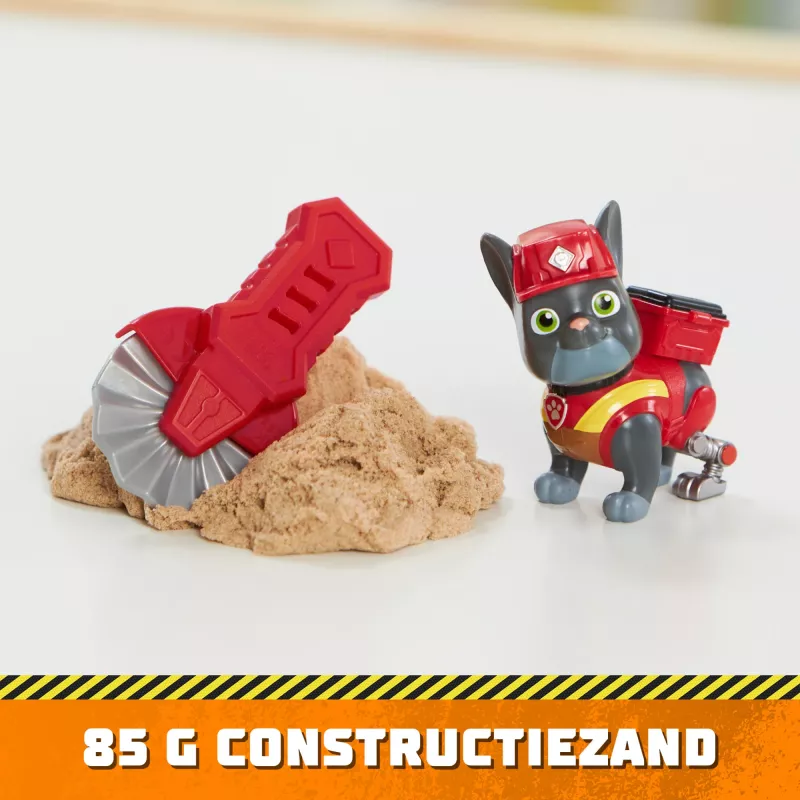 Rubble & Crew, Charger & Wheeler veikėjų figūrėlės su Kinetic Build-It smėliu ir 2 statybiniais įrankiais, PAW Patrol žaislai vaikams nuo 3 metų