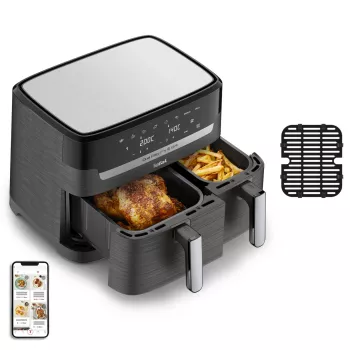 Tefal Dual Easy Fry & Grill EY905B Dviguba 8,3 L 2700 W Karšto oro gruzdintuvė Pilka