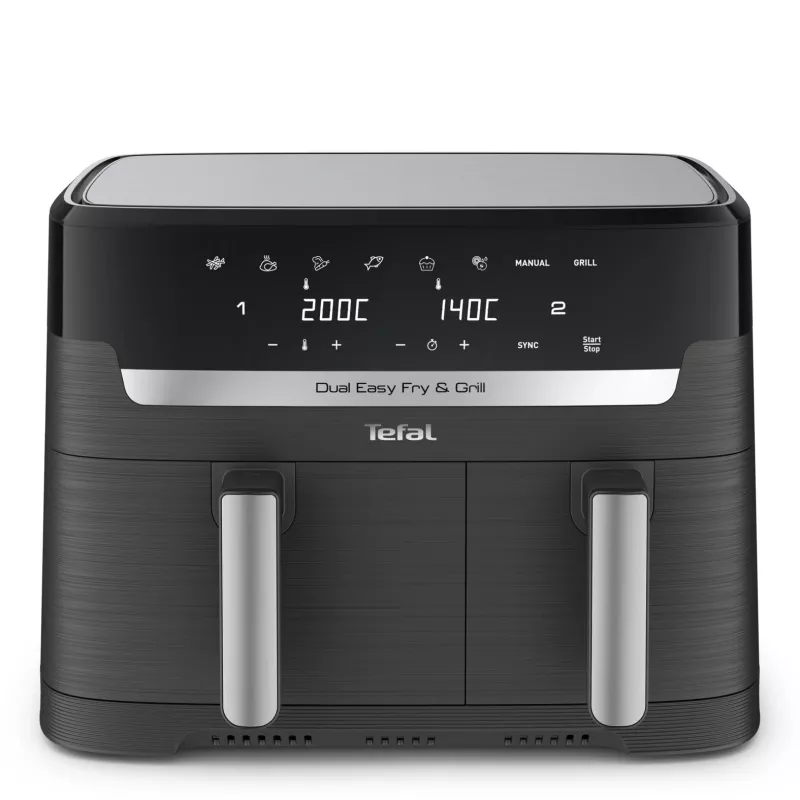 Tefal Dual Easy Fry & Grill EY905B Dviguba 8,3 L 2700 W Karšto oro gruzdintuvė Pilka